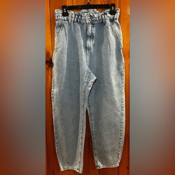 Zara Baggy Paperbag jeans with front patch pockets size 6 - Picture 5 of 9